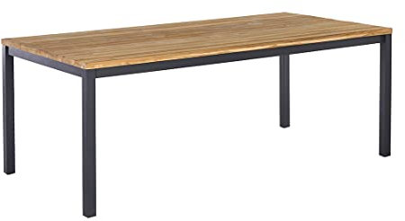 OUTLIV. Gartentisch Kobe, Aluminiumgestell und recyceltes Teakholz, für 8 Personen, stabil, 180x90x76 cm, Anthrazit/Natur
