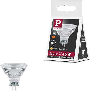 Paulmann 28979 Standard 12V LED Reflektor GU5,3 12V 6,5W 530lm 50mm Silber Glas 2700K - Warmweiß Leuchtmittel