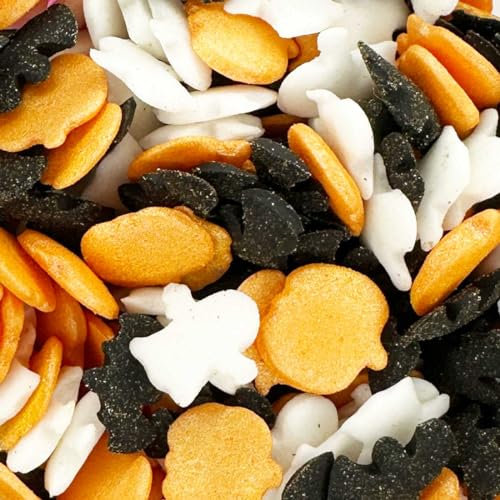 A Pinch Of - Halloween Mix Cake Topper Sprinkles - 25g Edible Glimmer Sugar Shapes Cupcake Decorations - Halloween Themed Party Cakes & Bakes