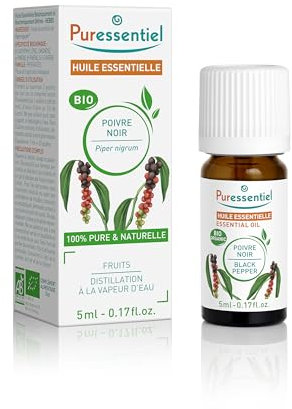 Puressentiel – Huile essentielle de Poivre Noir Bio – 100 pourcent Pure & Naturelle – HEBBD – Made in France - 5 ml
