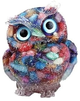 HXSCOO 1PCS Natürliche Kristall Stein Kies Eule Tier Handwerk Handgemachte Kleine Figuren DIY Harz Tisch Dekor Wohnkultur Sammeln Geschenke (Color : DEEP Blue)