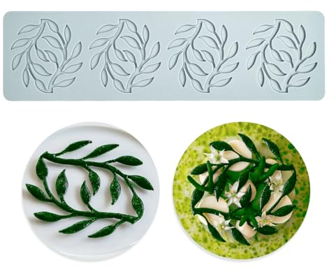 Torta Pizzo Mold, Silicone Pizzo Fondante Molds, Zucchero Craft Stampo di Impressione Torta commestibile Cucina Molecolare Decorazione, 4 fori Foglia di Ramo