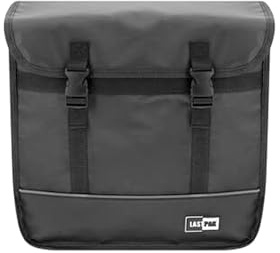 Fahrradtasche, Doppeltasche Fahrrad Gepäckträger, 35 Liter, Befestigung mit Klettverschluss, Canvas Schwarz, Grau oder PVC Schwarz Matt, 36 x 34 x 14 cm, Farbe:Schwarz matt