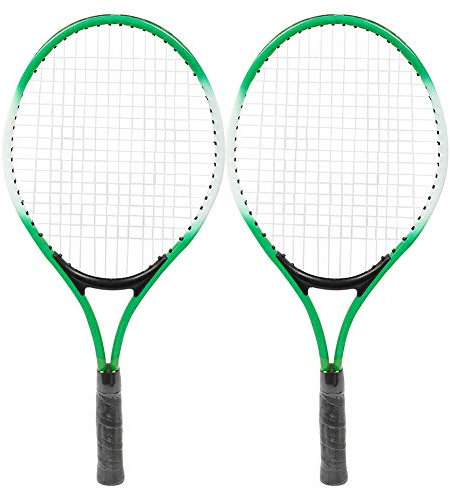 lyrlody Tennisschläger Kinde Set Eisenlegierung, Stabiler Übungs-Schläger für Anfänger mit 2 Schläger & 1 Trainingsball & Tragetasche(blau)