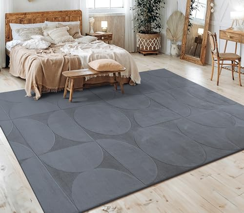 Paco Home Teppich Wohnzimmer Schlafzimmer Kurzflor Skandinavisches Boho Muster Geometrisch Rauten Motiv Einfarbig Weich Modern, Grösse:200x280 cm, Farbe:Anthrazit 6