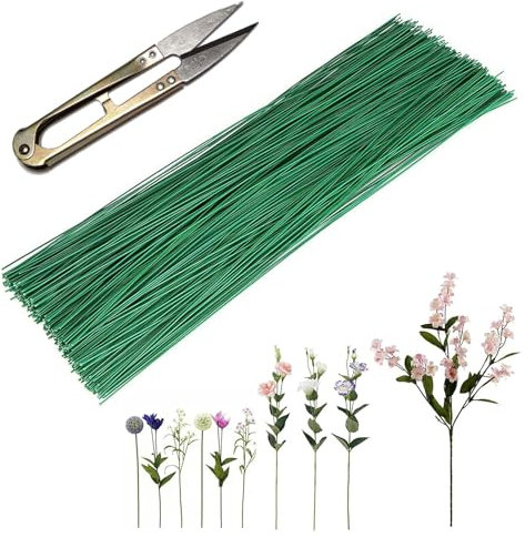 50pcs 30cm de largo φ2 mm Verde Flores Floristas Alambre de Floristería Alambre de Tallo Floral Alambre de Tallo de Flores Arreglos Florales para Flores Artificiales, Corona, Ramo