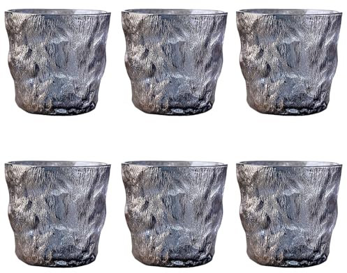UNISHOP Lot de 6 Verres à Eau et Boissons Alcoolisées Gobelets Colorés Gris 290ml, Design Élégant, Verre Sans Plomb, Parfait pour la Maison et les Restaurants