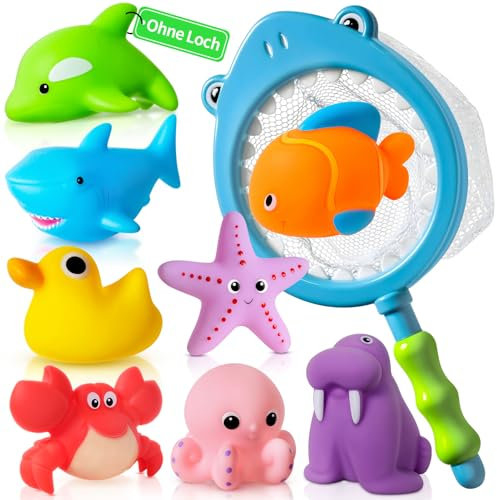 Ohne Loch - Badespielzeug Baby ab 1 2 3 4 Jahr, Wasserspielzeug Kinder Badewannenspielzeug Pool Spielzeug ( Schimmelfreies 9 Stück )