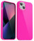 Svanove for iPhone 13 Mini Case Silicone, Slim Thin Glossy Plain Plastic 13 Mini Phone Case for Women, Girly Fluorescent Bright Soft Rubber Gel Jelly Cute Flexible Cover, Neon Hot Pink