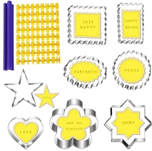 Set classique d'emporte-pièces pour biscuits avec alphabet chiffre lettre Tampons à biscuits-8 pièces-Découpoirs pour biscuits Décorer le fondant