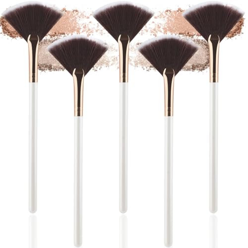 BDEPSTR 5 Piece Face Care Makeup Fan Brush, Face Fan Applicator, Makeup Cream Mask Brush, Soft Fan Brush Mask Face Brush