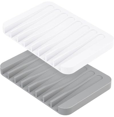 IPNSDON 2 Porte-savons, Porte-Savon avec Bec, Porte-Savon sans Trou, Porte-Savon en Silicone pour la Salle de Bain, la Cuisine, l'évier
