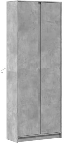 vidaXL Highboard, Hochschrank mit LED-Beleuchtung, Mehrzweckschrank mit Stauraum, Wohnzimmer Schrank Kommode Sideboard, Betongrau Holzwerkstoff