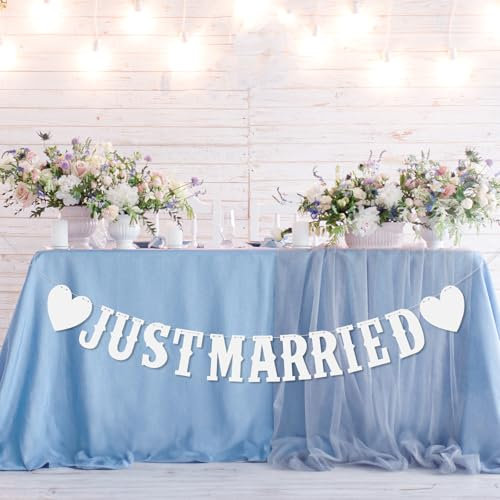 Molain 2 Stück Just Married Girlande, Hochzeitsdeko Wimpelkette hochzeitsbanner Just Married Deko Girlande Hochzeit Vintage Hochzeitsdeko für Deko Hochzeit Gartenparty, Auto, Hochzeitszeremonie