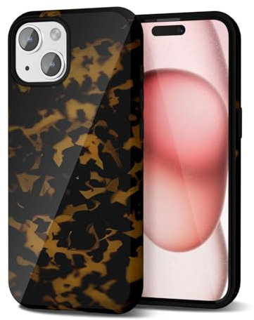 Svanove Tortoise Shell Phone Case for iPhone 15 Case Girly Trendy Pattern, Retro Amber Cool Animal Print, Luxury Cute Case for Women Girl, Aesthetic Y2k Turtle Hard Shell Plastic Cover