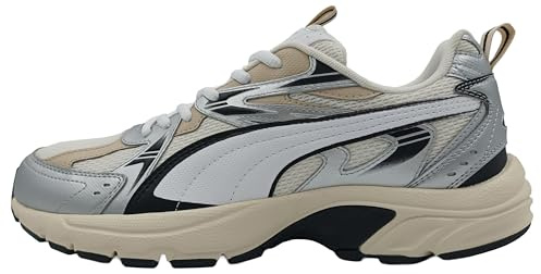 PUMA MILENIO TECH Unisex-Sneaker, Warmweiß, Weiß/Silber, 3 UK