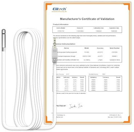 ElitechTemperatur- und Feuchtigkeitssonde für RCW-360Pro mit Temperaturbereich von -40 bis 80°C – 5 Meter Externe Sonde und 0-100% Luftfeuchtigkeit