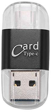 Joskeijky Card Reader Aluminum USB Type C OTG Micro-SD/TF External Memory Card Reader Adapter for Mobile Phone Computer(Black)