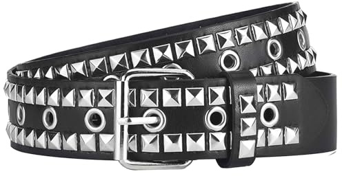 Umimiss Studded Belt - Black Goth Belt for Characteristic Girl, Y2K Belt, PU Leather Pyramid Studded Belt, Punk Studded Belt, Fashion Studded Rock Leather Belt for Jeans Leather Pants (Black)