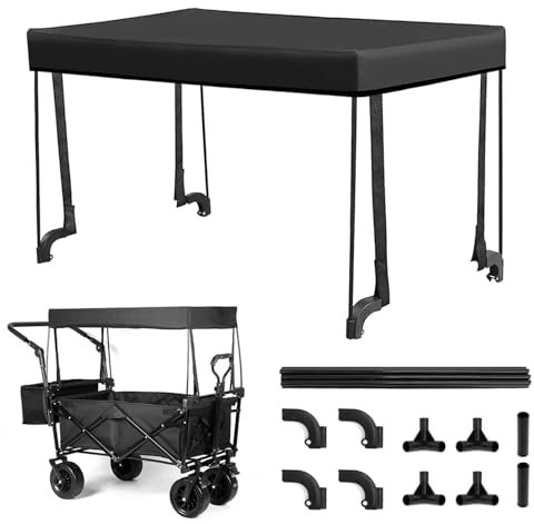 Bollerwagen Dach, Regenschutz für Bollerwagen, für Zweiseitig klappbarer Bollerwagen Handwagen Abnehmbares Markise, Staubdicht Regendicht Sonnendicht und Laubdicht, Bollerwagen Camping Bubehör