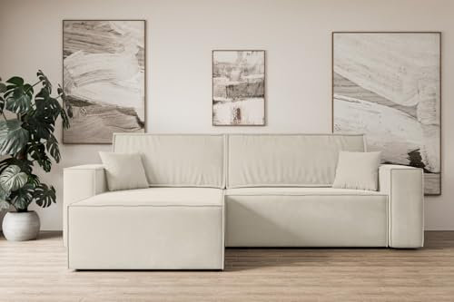 ALTDECOR Ecksofa mit Schlaffunktion und Bettkasten Corner Sofa Eckcouch Couch L-Form universal, Links/rechts Schlafcouch Ausziehbar Wohnlandschaft Schlafsofa Celtic-XL - 277x143x83cm Beige