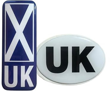 Tek Automotive Twin Pack Polydome Oval UK & Scotland Saltire Resin Number Plate Stickers – Self Adhesive 3D Gel Badges for Motorbikes & Vehicles – Waterproof & UV Resistant – Legal UK Travel Sticker