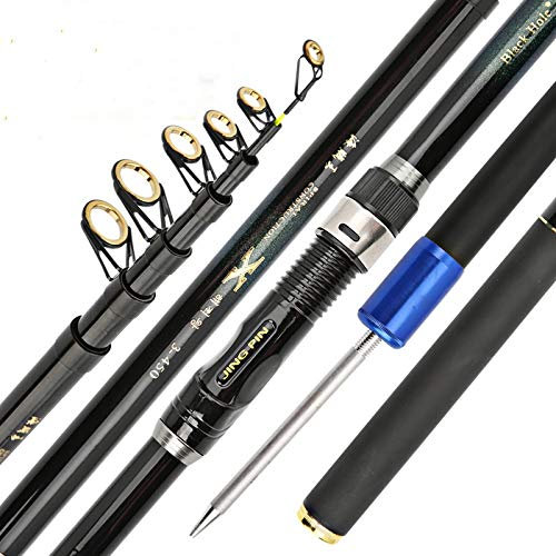 DLZFUDTY Angelrute, Angelset Carbon-Faser-Teleskop Angelrute 1.8-3.6m Kurz Seeruten Teleskop Angelrute for Fishing Pole(4.5 m)