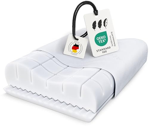OnlyDreams - Ergonomisches Memoryschaum Nackenstützkissen | Höhenverstellbar + Härte wählbar | Aloe Vera Bezug | Kopfkissen für Rücken-, Bauch- und Seitenschläfer Oeko-TEX - (Wellness - Memoryschaum)