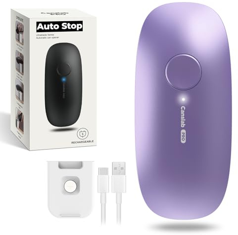 Canslab Ultrablade PRO Electric Can Opener,USB Rechargeable,Smart Auto Stop | Automatic Can Opener for Seniors with Arthritis, Handsfree Side Cut with Smooth Edge, Cordless, Wall Mountable, Lilac