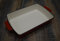 Plat à Rôtir en Fonte Émaillée, Rouge et Blanc, Rectangulaire avec Poignées