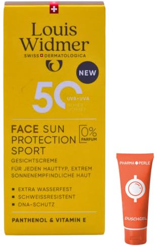 Louis Widmer Face Sun Protection Sport 50, 1x 50 ml I leichte, feuchtigkeitsspendende Gesichtsemulsion I extra wasserfest I schweissresistent I hoher UV-Schutz I Spar-Set plus Pharma-Perle give-away