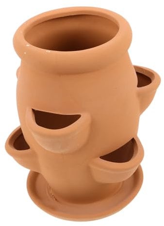 Kisangel Strawberry Planter: Ceramic Planter With 6 Pockets - Terracotta Flower Pot For Succulents - Decorative Plant Container