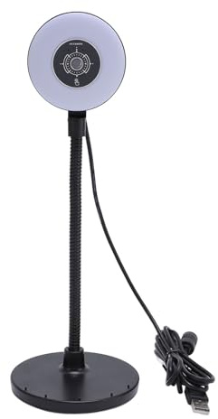 5MP Webcam mit Licht, Webcam für PC mit Mikrofon, Plug & Play, USB-Computerkamera für Desktop, Auto-Fokus, Biegbare Stange, Webkamera für Online-Lernen-Streaming