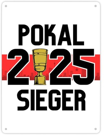 Stuttgart Pokalsieger 2025 Metallschild XL in 21x28 cm Fußballfans, Blechschild-Sammler, Sport Deko