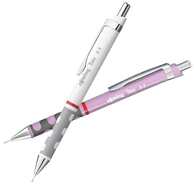 rOtring Tikky Druckbleistift-Pastell-Set, Flieder und Weiß, 0,7 mm und 0,5 mm, ergonomischer Griff, Schule, Büro und Zeichnen, leichter Kunststoffkörper