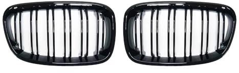 YSQOFDNFD Griglia Anteriore A Rene per BMW Serie 1 F20 F21 2011 2012 2013 2014 Doppia Linea di Stecche Nero Opaco Lucido Griglia da Corsa Griglie Anteriori(Nero Lucido)