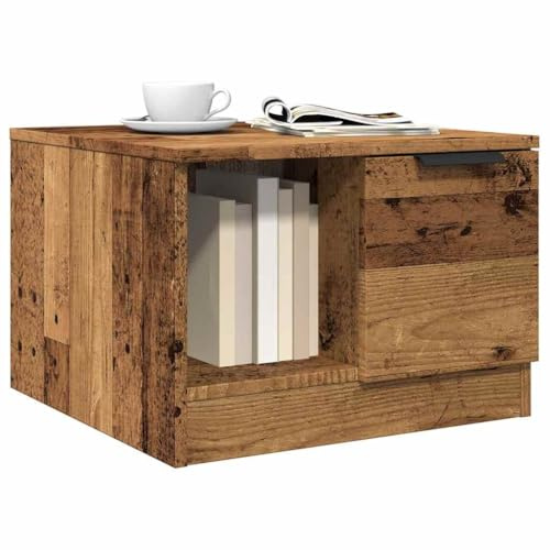 WKIEQACO Couchtisch aus altem Holz, 50 x 50 x 36 cm, Holztische, Akzenttische, Couchtische