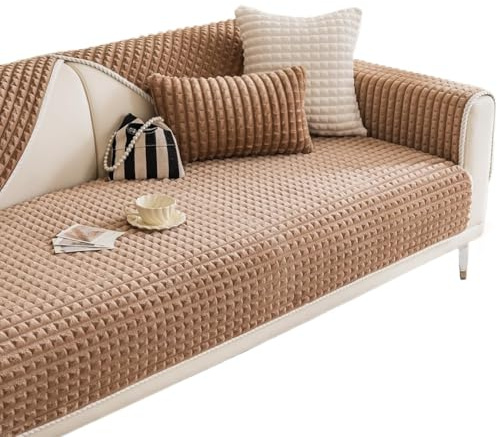 JHOMHF Sofaüberwurf aus Fleece, Jacquard, 3D-Karo, superweich, rutschfest, abwaschbar, Möbelschutz für Haustiere, 1 Stück (71 x 140 cm, rechteckig)