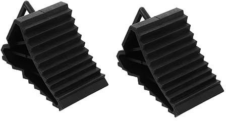 BESTOYARD 2Pcs Heavy Duty Car Wheel Chocks Black Portable Tire Blocks for Vehicles Stopper for Cars Campers Commercial Trucks Lightweight and Easy to Store