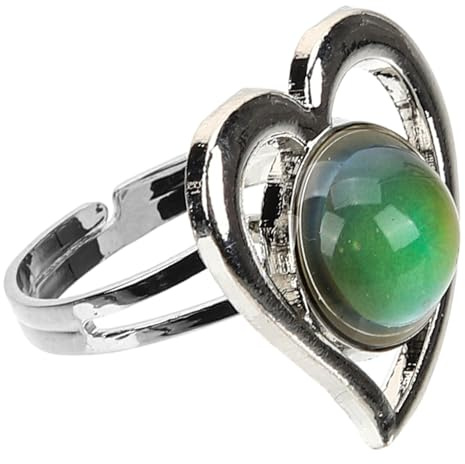 LRXIYODE Herz Stimmungsring Damen Farbwechsel Schmuck Ring Verstellbar Leichter Legierungsring Modisches für Party Hochzeit Alltag