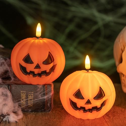 Kaezuy Halloween Deko LED Kürbis Mit Licht, Leuchtender Kürbis mit Gruselig Gesicht, Halloween Kürbislaterne für Herbstdeko Party Dekoration Indoor Outdoor Tischdeko (B)