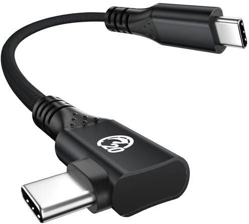 Right Angle USB C Cable Short 0.3M, 90 Degree USBC to USBC 3.2 Gen 2 Cable | 20Gbps Data Sync, 240W Type C Charger Cable Fast Charging, 5K/4K Video Monitor Cord, for iPhone 16 17, MacBook, Galaxy S26