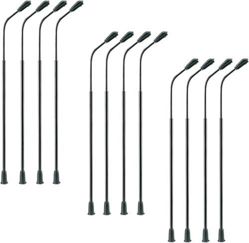 12 St Modelleisenbahn Warmweiß Laternenpfahl, 14 cm LED Modelllampe, Modell Bahn Lampe Straßenlaterne Einzelkopf (Warm Light / 12 Pcs - 14cm)