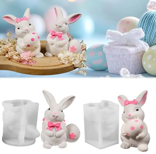 2 Stück Silikonformen Gießformen Osterhasen FORMVERSITY, Silikonform Ostereier Hase Gipsformen Zum Gießen Frühling, Ostern Silikonform Osterei Epoxidharz Form Kaninchen für Bastelarbeiten, Gips