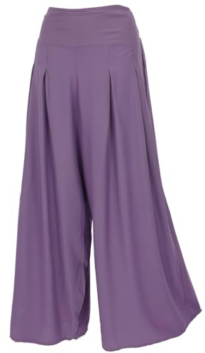GURU SHOP Boho Hosenrock, Weite Sommerhose, Damenmode, Viskose, schwarz | Lange Schlupfhose, bequemer smock Bund, vielseitig kombinierbar, ideal für warme Tage.