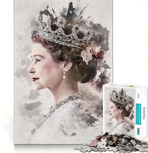 Queen Elizabeth II Portrait 1000-Teile-Puzzle für Erwachsene Fördert das Erinnerungsvermögen Gemeinsamer Spaß Präzise Kanten Saisonales Geschenk (38x52cm)