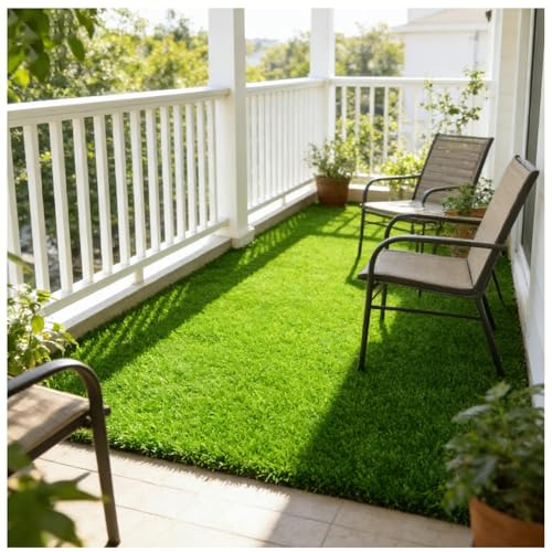 JHAISMAO Gazon Artificiel 3m X 15m Réaliste Gazon Artificiel Tapis Faux Gazon Tapis 20MM Pile Hauteur Naturel Intérieur Extérieur sous-Couche De Gazon Artificiel(Size:3X3M)