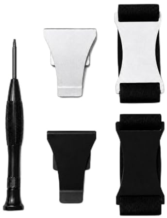 Keymarx Accessories Kit for Ridge Wallet, Replacement Money Clip (Black, Silver) & Cash Strap (Black, Silver) with Torx Screwdriver & Screws - Minimalist Metal Wallet Refurbishment Kit