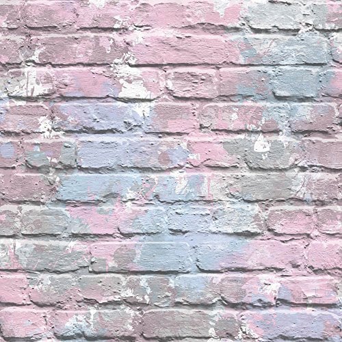 Muriva L33506 Camouflage Brick Wallpaper - Lilac