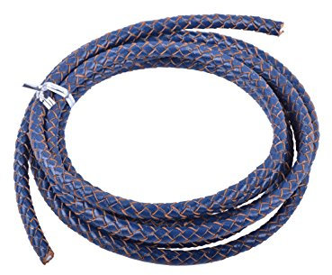 KONMAY 1.8Meters Royal Blue Round Braided Genuine Bolo Leather Cord for Jewelry and Craft Designs (6.0mm, Royal Blue)…